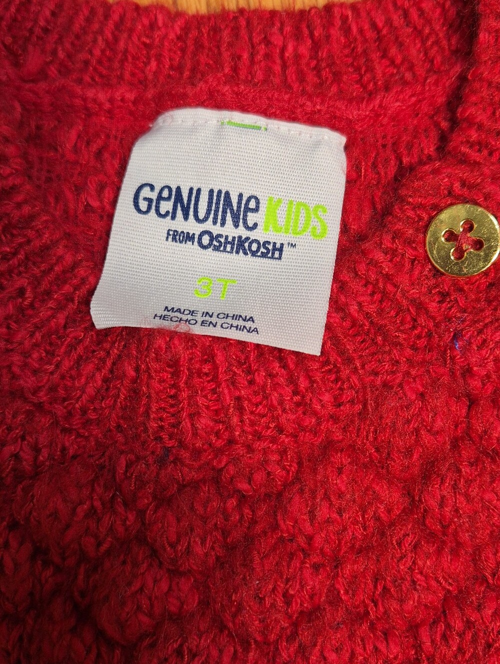 Genuine Kids OshKosh Red Knit Sweater Dress 3T Holiday Winter EUC - Picture 3 of 6